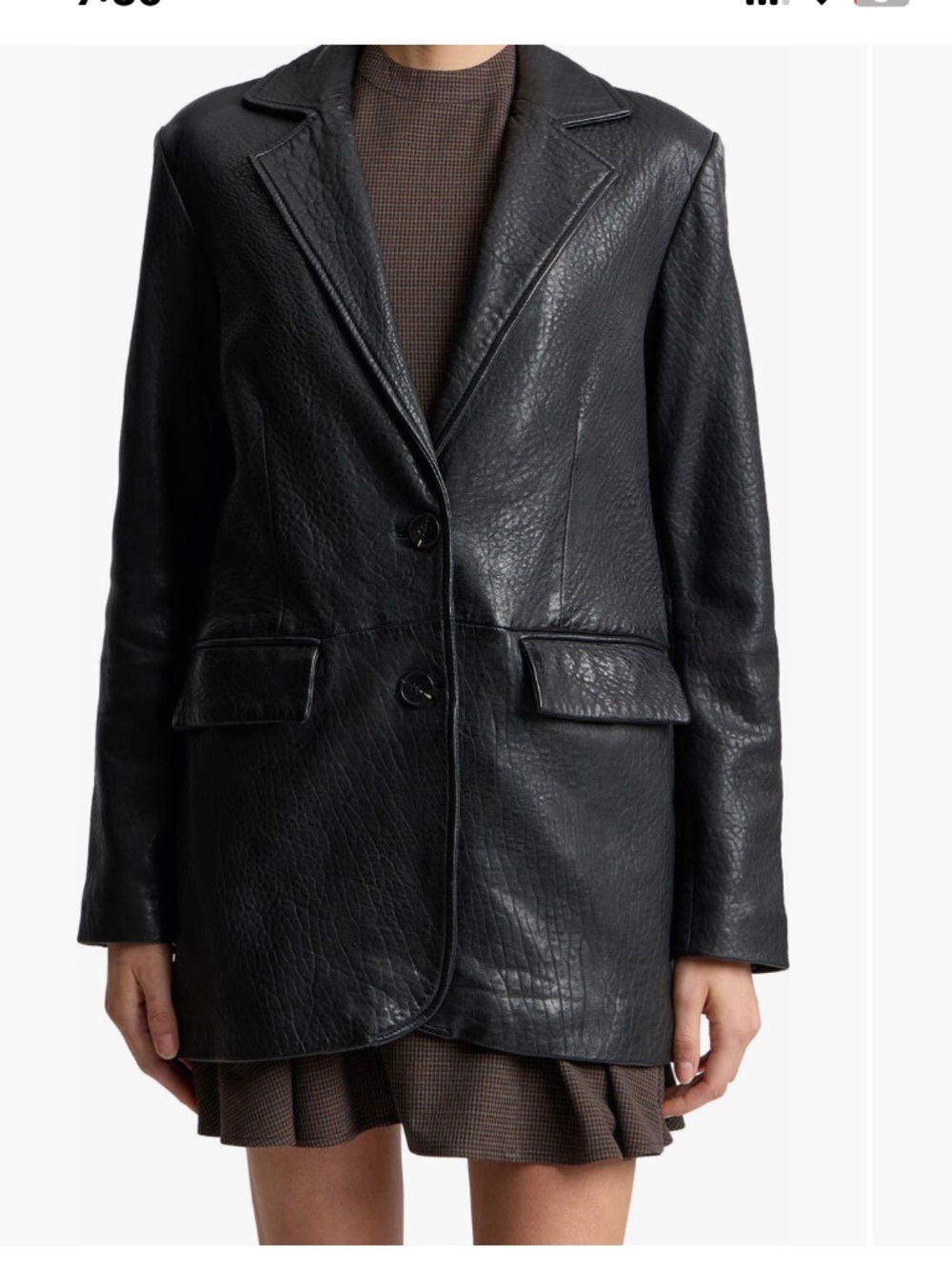 Relaxed Leather Blazer           Black.        Size  Medium